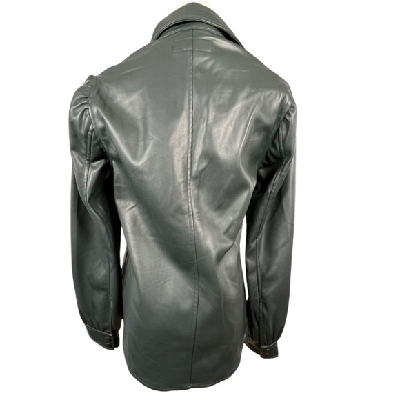 NWT Blank NYC Dark Green, Faux Leather, Snap Closure Button Down (XS) - Picture 8 of 9
